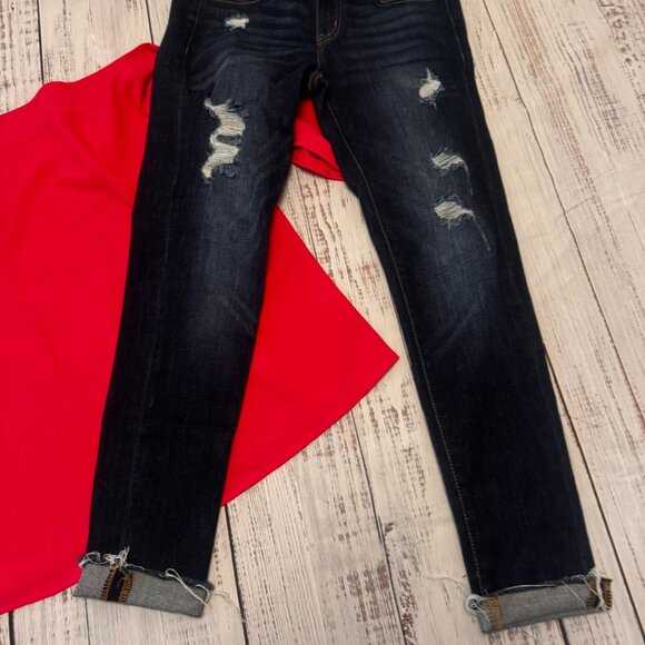 KanCan low rise ankle skinny jeans sz 5 distressed dark KC6050LD - Picture 2 of 4